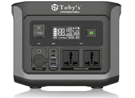 Toby’s TBS-144A Portable Power Station 600W, 144000mAh (460.8Wh) Lithium Battery, 220V AC Output 400W, DC 12-50V 200W Max, PD 100W - Black
